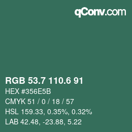 カラーコード: RGB 53.7 110.6 91 | qconv.com