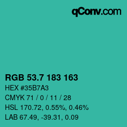 カラーコード: RGB 53.7 183 163 | qconv.com