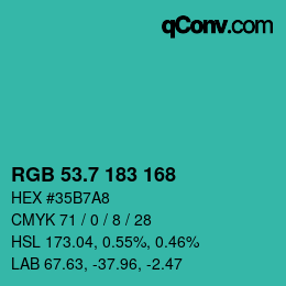 カラーコード: RGB 53.7 183 168 | qconv.com