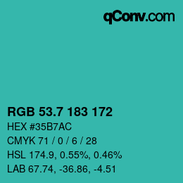 カラーコード: RGB 53.7 183 172 | qconv.com