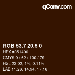 カラーコード: RGB 53.7 20.6 0 | qconv.com