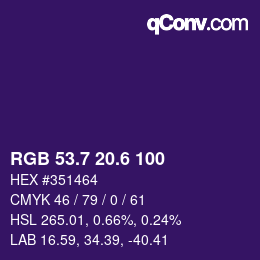 カラーコード: RGB 53.7 20.6 100 | qconv.com