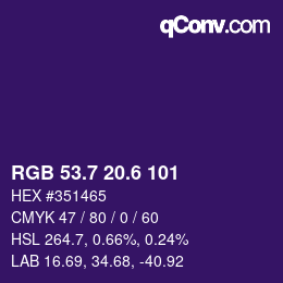 カラーコード: RGB 53.7 20.6 101 | qconv.com