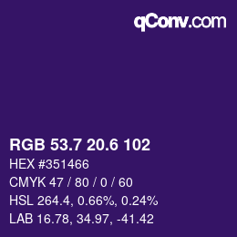 カラーコード: RGB 53.7 20.6 102 | qconv.com