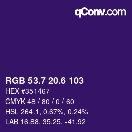 カラーコード: RGB 53.7 20.6 103 | qconv.com