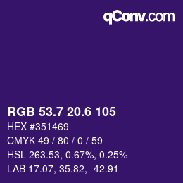 カラーコード: RGB 53.7 20.6 105 | qconv.com