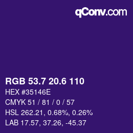 カラーコード: RGB 53.7 20.6 110 | qconv.com