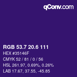 カラーコード: RGB 53.7 20.6 111 | qconv.com