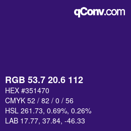 カラーコード: RGB 53.7 20.6 112 | qconv.com