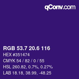 カラーコード: RGB 53.7 20.6 116 | qconv.com