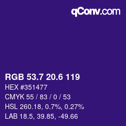 カラーコード: RGB 53.7 20.6 119 | qconv.com