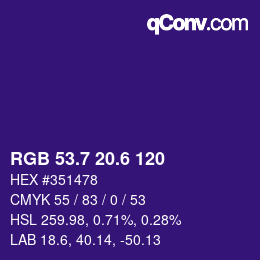 カラーコード: RGB 53.7 20.6 120 | qconv.com