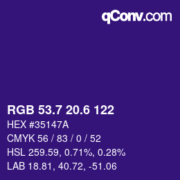 カラーコード: RGB 53.7 20.6 122 | qconv.com