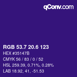 カラーコード: RGB 53.7 20.6 123 | qconv.com