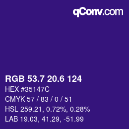 カラーコード: RGB 53.7 20.6 124 | qconv.com