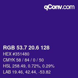 カラーコード: RGB 53.7 20.6 128 | qconv.com