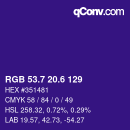 カラーコード: RGB 53.7 20.6 129 | qconv.com