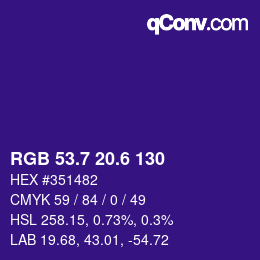 カラーコード: RGB 53.7 20.6 130 | qconv.com