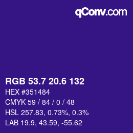 カラーコード: RGB 53.7 20.6 132 | qconv.com
