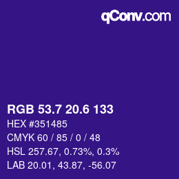カラーコード: RGB 53.7 20.6 133 | qconv.com