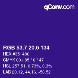 カラーコード: RGB 53.7 20.6 134 | qconv.com