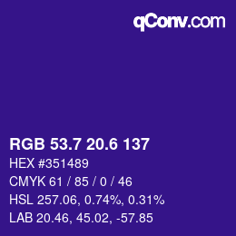 カラーコード: RGB 53.7 20.6 137 | qconv.com