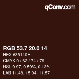 カラーコード: RGB 53.7 20.6 14 | qconv.com