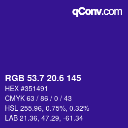 カラーコード: RGB 53.7 20.6 145 | qconv.com