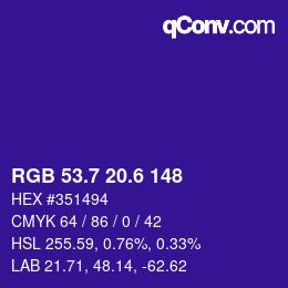 カラーコード: RGB 53.7 20.6 148 | qconv.com