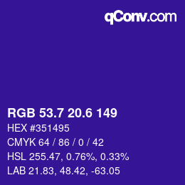 カラーコード: RGB 53.7 20.6 149 | qconv.com