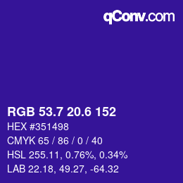 カラーコード: RGB 53.7 20.6 152 | qconv.com