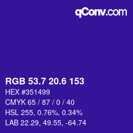 カラーコード: RGB 53.7 20.6 153 | qconv.com