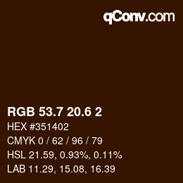 カラーコード: RGB 53.7 20.6 2 | qconv.com