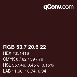 カラーコード: RGB 53.7 20.6 22 | qconv.com