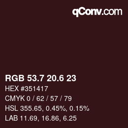 カラーコード: RGB 53.7 20.6 23 | qconv.com