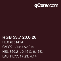 カラーコード: RGB 53.7 20.6 26 | qconv.com