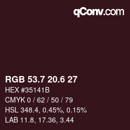 カラーコード: RGB 53.7 20.6 27 | qconv.com