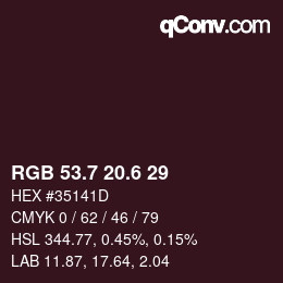 カラーコード: RGB 53.7 20.6 29 | qconv.com
