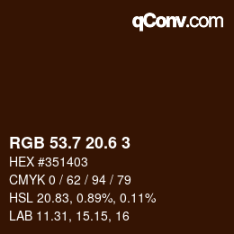 カラーコード: RGB 53.7 20.6 3 | qconv.com
