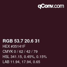 カラーコード: RGB 53.7 20.6 31 | qconv.com