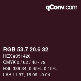 カラーコード: RGB 53.7 20.6 32 | qconv.com