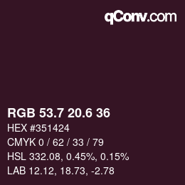 カラーコード: RGB 53.7 20.6 36 | qconv.com