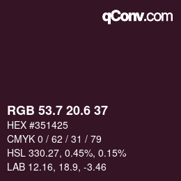 カラーコード: RGB 53.7 20.6 37 | qconv.com