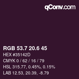 カラーコード: RGB 53.7 20.6 45 | qconv.com