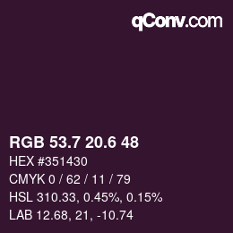 カラーコード: RGB 53.7 20.6 48 | qconv.com