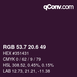 カラーコード: RGB 53.7 20.6 49 | qconv.com