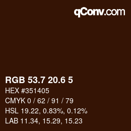 カラーコード: RGB 53.7 20.6 5 | qconv.com