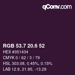 カラーコード: RGB 53.7 20.6 52 | qconv.com