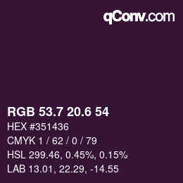 カラーコード: RGB 53.7 20.6 54 | qconv.com
