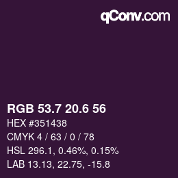 カラーコード: RGB 53.7 20.6 56 | qconv.com